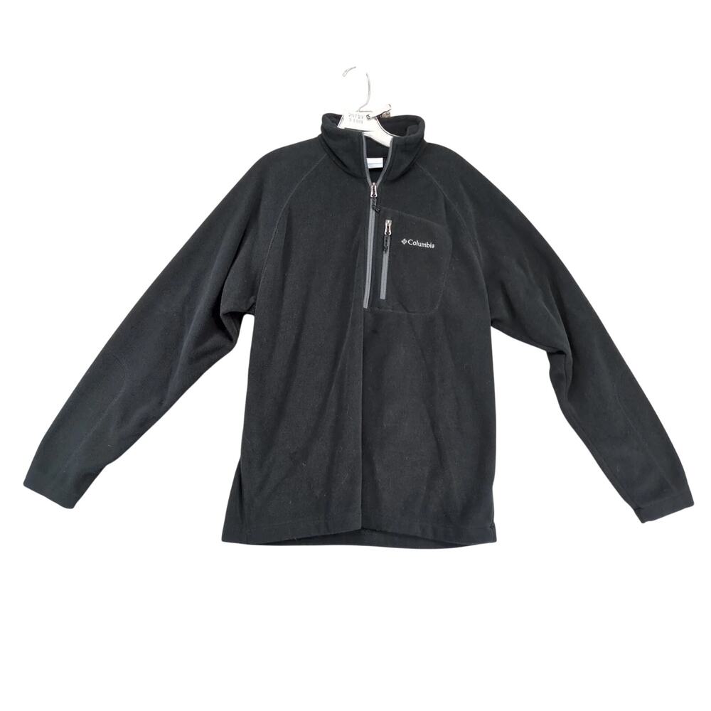 Columbia Sportswear 1/2 Zip Fast Trek III Black Fleece Jacket Men's L Raglan Slv